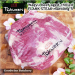 Beef FLANK STEAK Wagyu Tokusen marbling <=5 aged CHILLED 2pcs/pack +/-1.6kg (price/kg) PREORDER 3-7 days notice